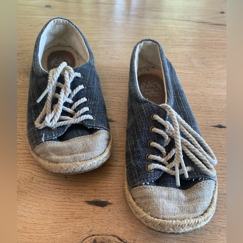 Zigi Rock & Candy Canvas Sneaker Flat Lace Up Jute Trim Women’s Size 8 Preloved